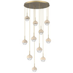 Cabochon Round Multi Light Pendant - Gilded Brass / Clear