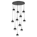 Cabochon Round Multi Light Pendant - Matte Black / Clear