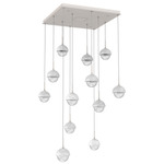 Cabochon Square Multi Light Pendant - Beige Silver / Clear