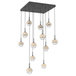 Cabochon Square Multi Light Pendant - Matte Black / Clear