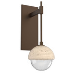 Cabochon Tempo Wall Sconce - Flat Bronze / Clear