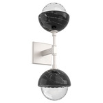 Cabochon Double Wall Sconce - Beige Silver / Clear