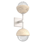 Cabochon Double Wall Sconce - Beige Silver / Clear