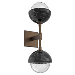 Cabochon Double Wall Sconce - Flat Bronze / Clear