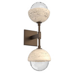 Cabochon Double Wall Sconce - Flat Bronze / Clear