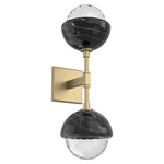 Cabochon Double Wall Sconce - Gilded Brass / Clear