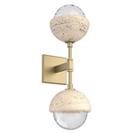 Cabochon Double Wall Sconce - Gilded Brass / Clear