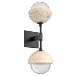 Cabochon Double Wall Sconce - Matte Black / Clear
