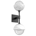 Cabochon Double Wall Sconce - Matte Black / Clear