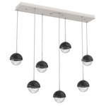 Cabochon Linear Multi Light Pendant - Beige Silver / Clear