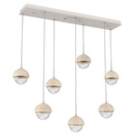 Cabochon Linear Multi Light Pendant - Beige Silver / Clear