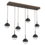 Cabochon Linear Multi Light Pendant - Flat Bronze / Clear