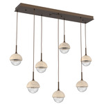 Cabochon Linear Multi Light Pendant - Flat Bronze / Clear