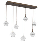 Cabochon Linear Multi Light Pendant - Flat Bronze / Clear