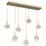 Cabochon Linear Multi Light Pendant - Gilded Brass / Clear