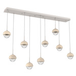 Cabochon Linear Multi Light Pendant - Beige Silver / Clear
