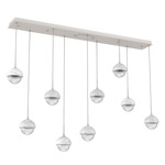 Cabochon Linear Multi Light Pendant - Beige Silver / Clear