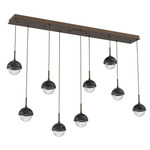 Cabochon Linear Multi Light Pendant - Flat Bronze / Clear