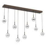Cabochon Linear Multi Light Pendant - Flat Bronze / Clear
