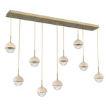 Cabochon Linear Multi Light Pendant - Gilded Brass / Clear