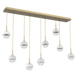 Cabochon Linear Multi Light Pendant - Gilded Brass / Clear