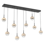 Cabochon Linear Multi Light Pendant - Matte Black / Clear