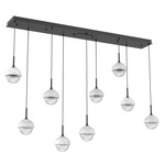 Cabochon Linear Multi Light Pendant - Matte Black / Clear