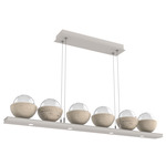 Cabochon Linear Chandelier - Beige Silver / Clear