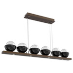 Cabochon Linear Chandelier - Flat Bronze / Clear