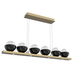 Cabochon Linear Chandelier - Gilded Brass / Clear