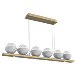Cabochon Linear Chandelier - Gilded Brass / Clear