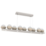 Cabochon Linear Chandelier - Beige Silver / Clear