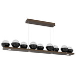 Cabochon Linear Chandelier - Flat Bronze / Clear