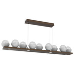 Cabochon Linear Chandelier - Flat Bronze / Clear