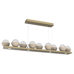 Cabochon Linear Chandelier - Gilded Brass / Clear