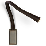 Flexiled Wall Reading Light - Satin Bronze / Dark Brown Leather