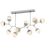 Luna Modern Branch Chandelier - Beige Silver / Amber Floret