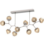 Luna Modern Branch Chandelier - Beige Silver / Bronze Floret