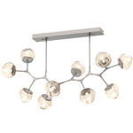Luna Modern Branch Chandelier - Beige Silver / Amber Geo