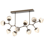 Luna Modern Branch Chandelier - Flat Bronze / Amber Floret