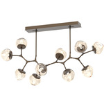 Luna Modern Branch Chandelier - Flat Bronze / Amber Geo