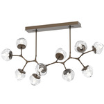 Luna Modern Branch Chandelier - Flat Bronze / Clear Geo