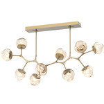 Luna Modern Branch Chandelier - Gilded Brass / Amber Floret