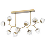 Luna Modern Branch Chandelier - Gilded Brass / Clear Floret