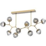 Luna Modern Branch Chandelier - Gilded Brass / Smoke Floret