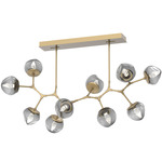 Luna Modern Branch Chandelier - Gilded Brass / Smoke Geo