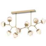 Luna Modern Branch Chandelier - Gilded Brass / Amber Zircon