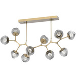 Luna Modern Branch Chandelier - Gilded Brass / Smoke Zircon