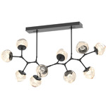 Luna Modern Branch Chandelier - Matte Black / Amber Floret