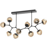 Luna Modern Branch Chandelier - Matte Black / Bronze Floret